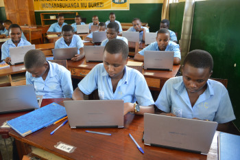 Laptops in a secondary classroom - Rwanda