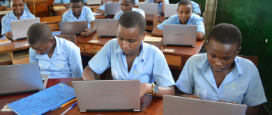 Laptops in a secondary classroom - Rwanda